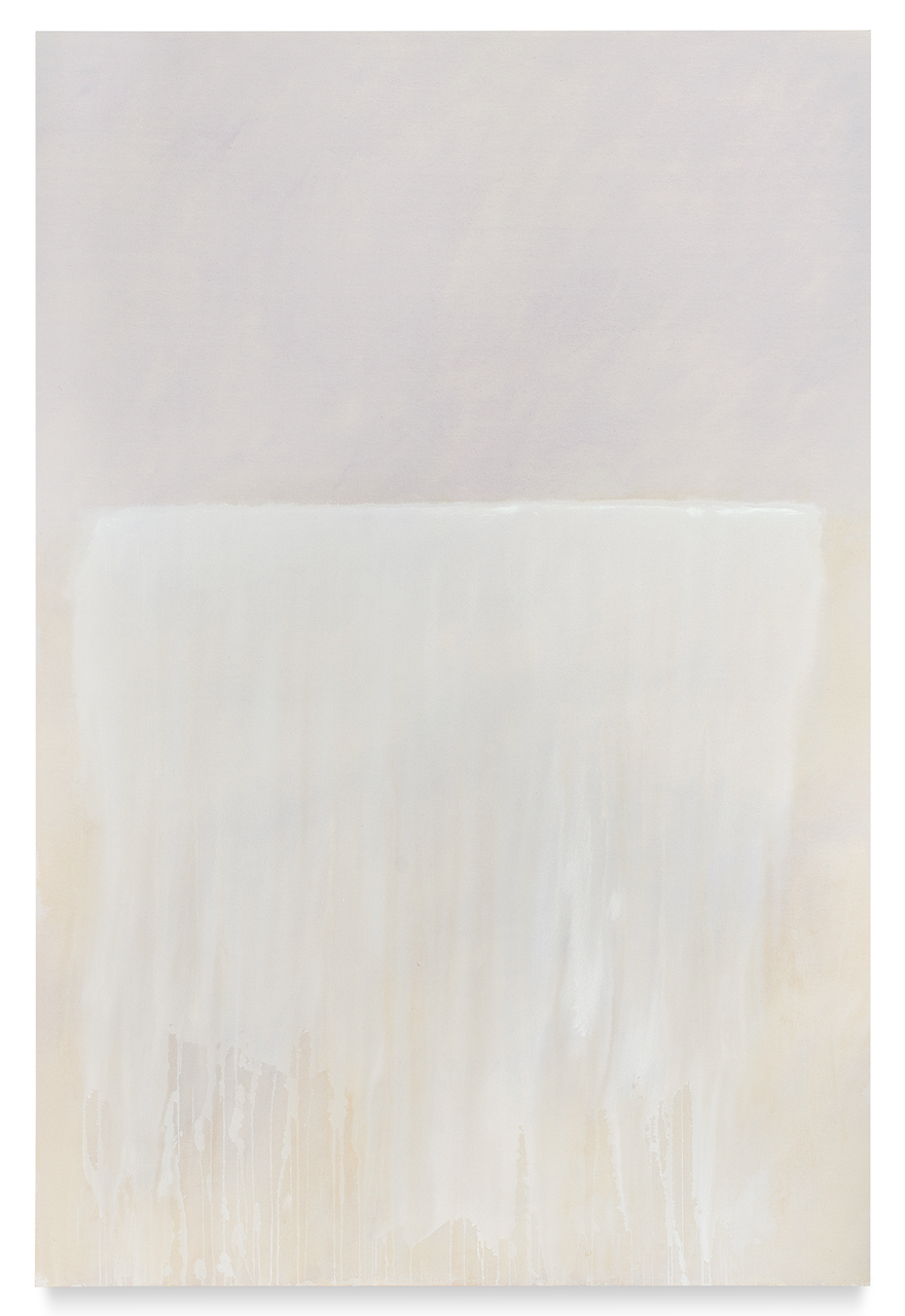 Nino Kapanadze, Cascade III, 2025, Mineral pigments on cotton canvas, 195 x 130 x 4,5 cm, Courtesy of the Artist and Villa Atrata, © ADAGP, 2025